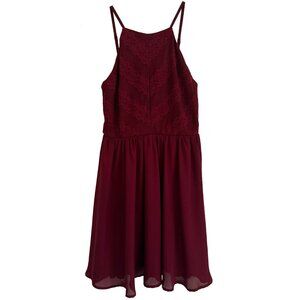 Formal Girls Dress Lace Flowy Burgundy Size Small